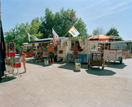 828196 Afbeelding van een snackwagen en Campina-ijswagentjes op Recreatiecentrum Maarsseveense Plassen (Herenweg 53) te ...